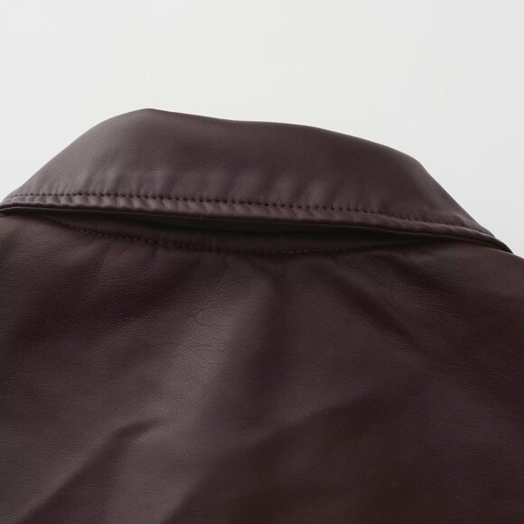 Women Camel Cropped Moto Biker Short Comfortable Pu Faux Leather Fashion Jacket - Picture 4 of 6